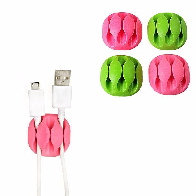 Silicone Cable Management WIRE CORD ORGANISER, Pack of 4, Holds 8 Wires/Cables