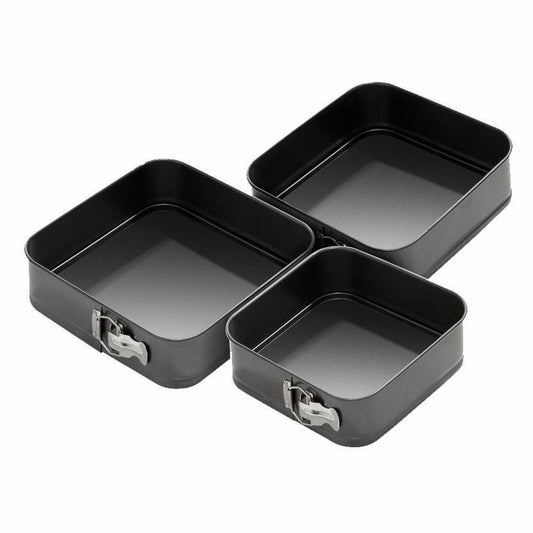 3 Piece Non Stick Loose Bottom Springform Cake Tin Square 24cm/26cm/28cm 3580 (Parcel Rate)