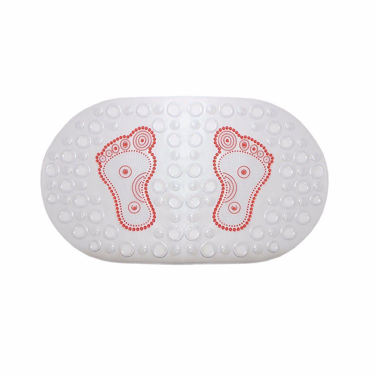 PVC Protection Clear Foot Design Bathroom Mat Washroom 66cm x 36cm  4152 (Parcel Rate)