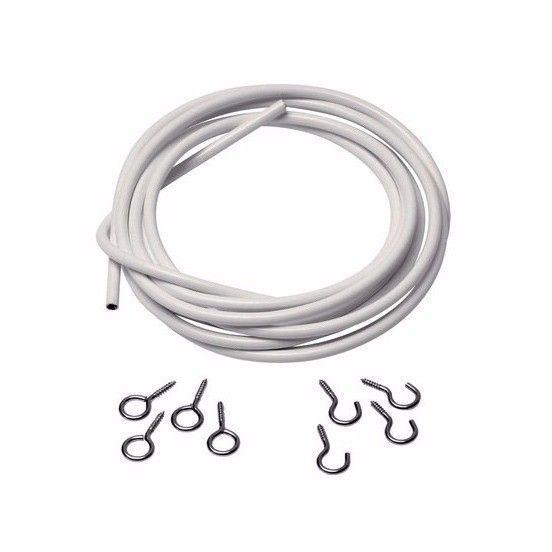 3m White CURTAIN WIRE -Net Wire, With 8 Pins Curtain & Nets Fixing Accessories   8347 (Parcel Rate)