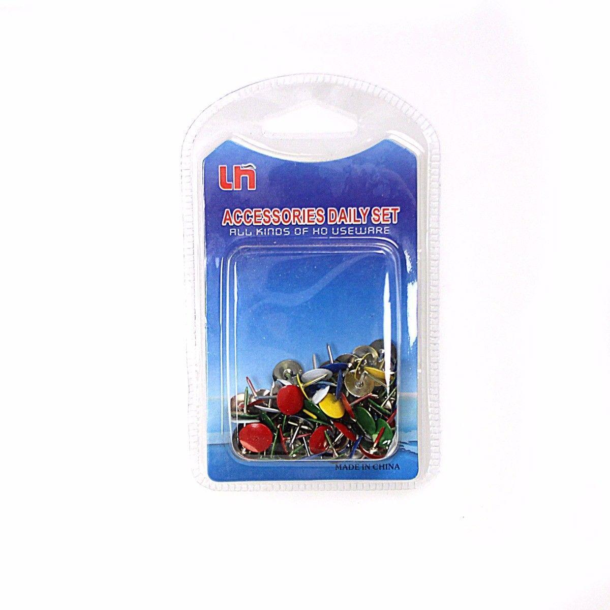 Assorted Colour Pack Drawing Pins Plastic Round Head Push Pins (Large Letter Rate)
