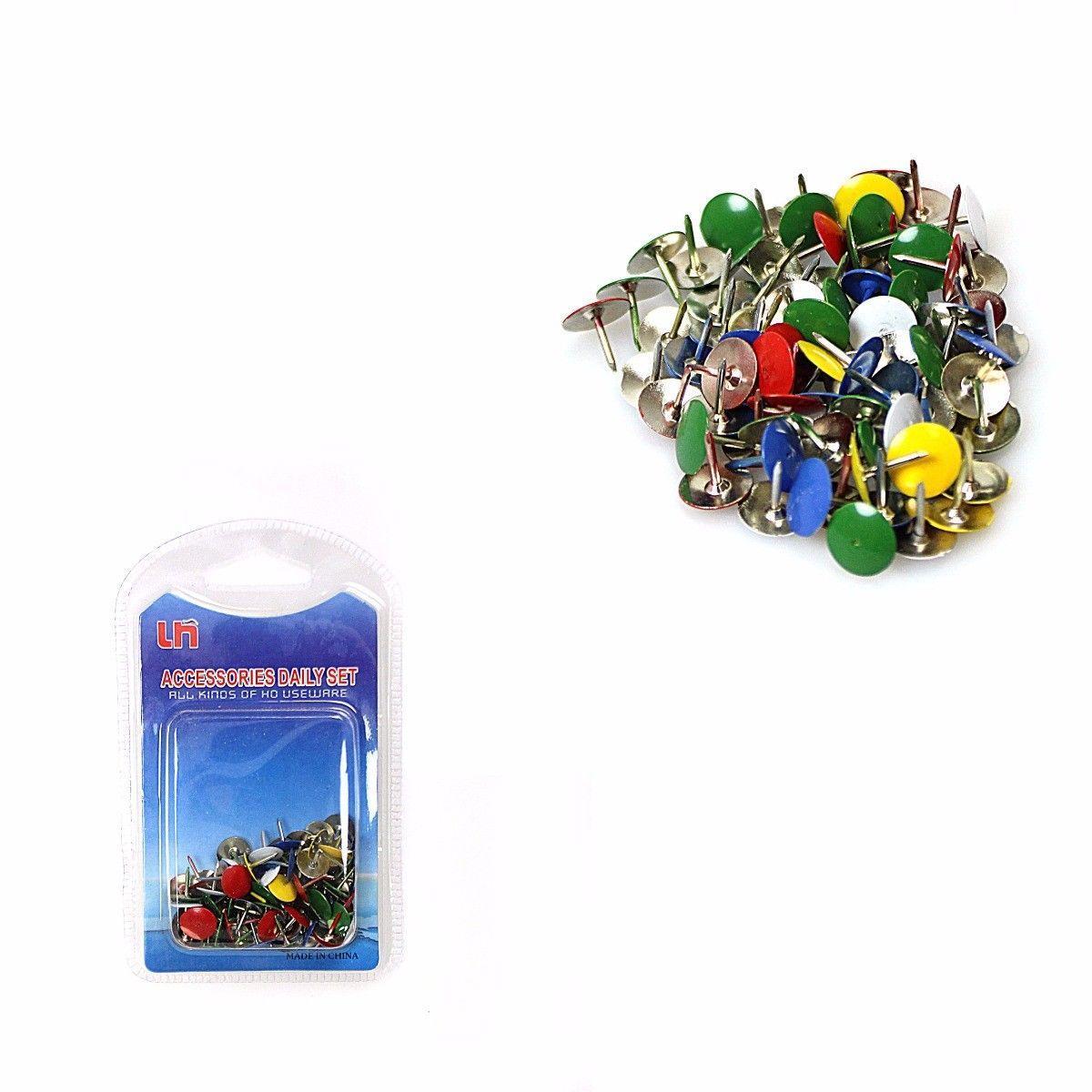 Assorted Colour Pack Drawing Pins Plastic Round Head Push Pins (Large Letter Rate)