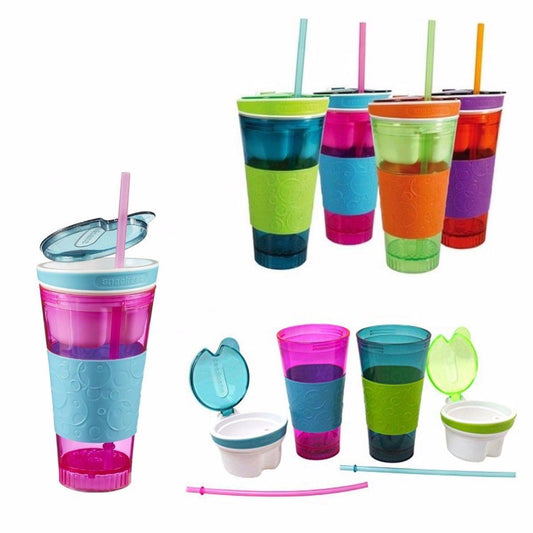 2 In 1 Snack & Drink Cup One Cup Outdoor Picnic Travel School Office Lunch 3892 (Parcel Rate)