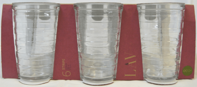 6 Pack LAV Stripe 200cc -6 3/4oz Glasses STR613E (Parcel Rate)