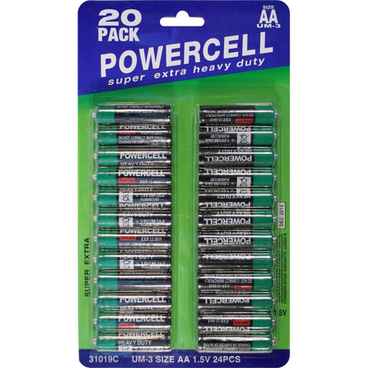 20 Pack Powercell Battery AA Size 1.5V Diy Home 31019C (Parcel Rate)