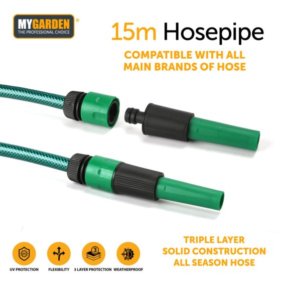 Garden Hose Pipe with Fitting 15 m 3107 (Parcel Rate)