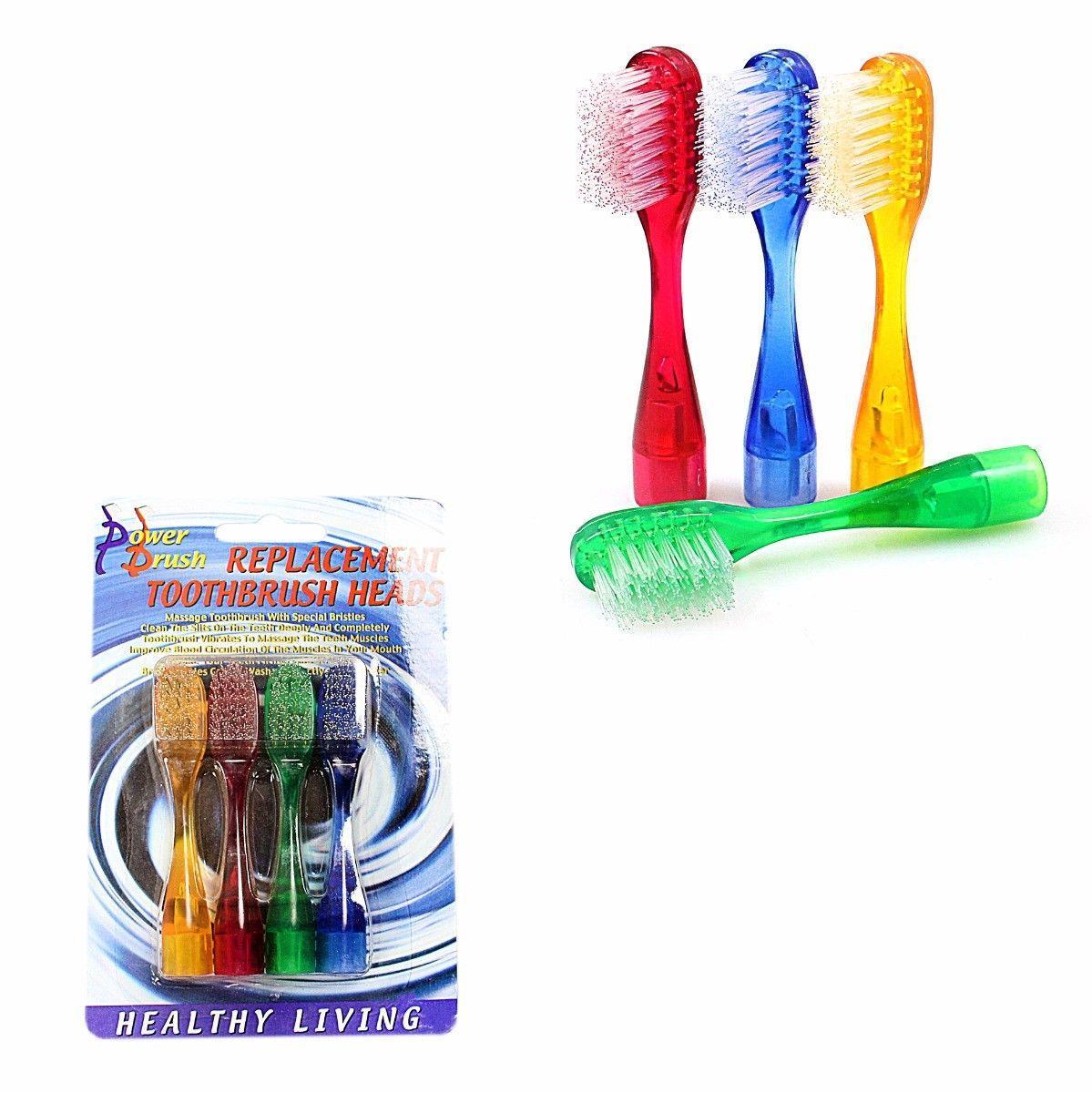 New Replacement Toothbrush Heads Soft Bristle Pack Of 4 Assorted Colours 0867 (Large Letter Rate)