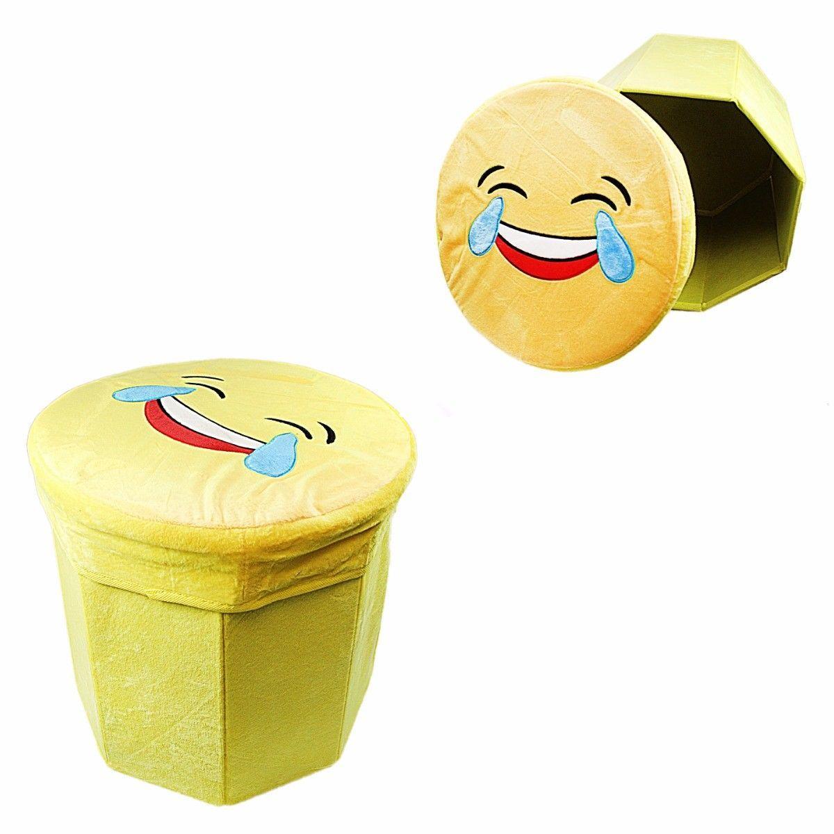 EMOJI Large Folding Storage Suede Pouffe Single Seat Stool Storage Box Home 4654 (Parcel Rate)