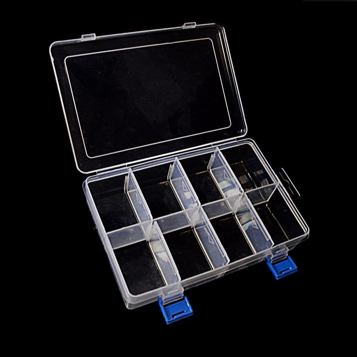 8 Plastic Compartment Box Small Organiser Storage Craft Nail Beads Box 20cm x 14cm  4366 (Parcel Rate)
