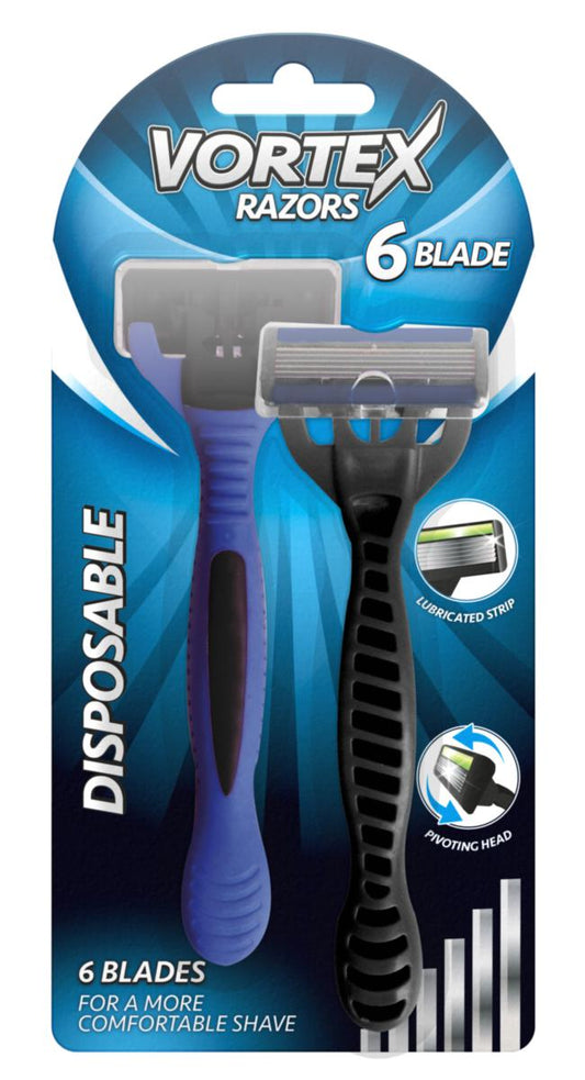 Vortex Mens 6 Blade Razor 2 Pack 317173 (Parcel Rate)