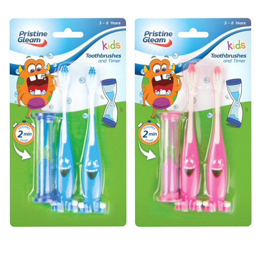 Kids' Toothbrushes & Timer Set 2 Colours 317177 (Parcel Rate)