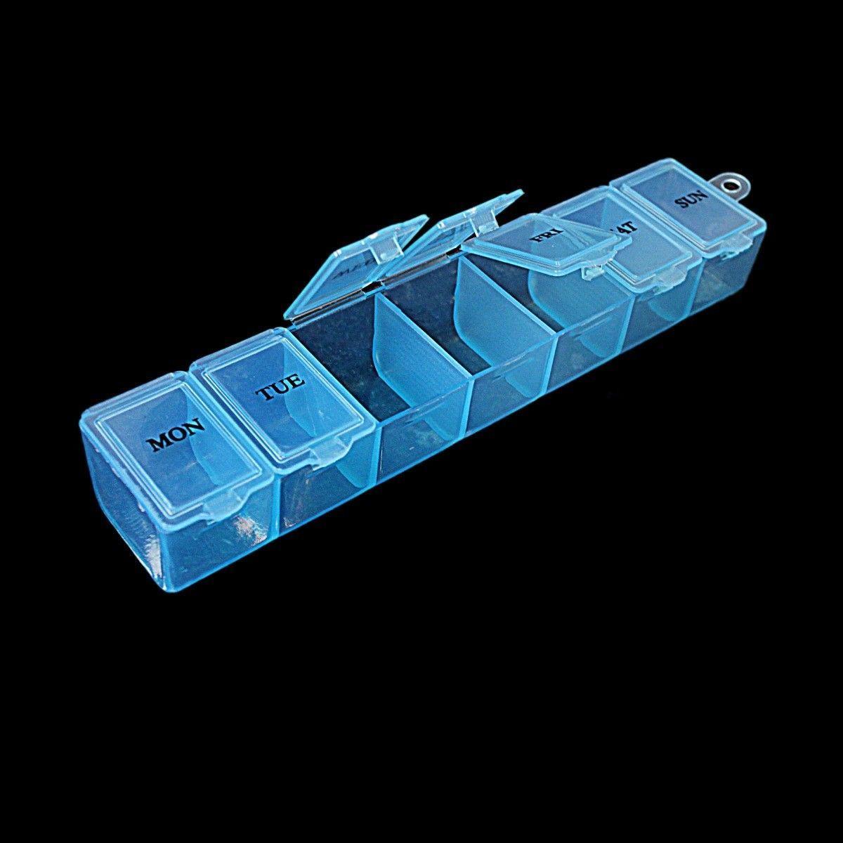 7 Day Pill Box Plastic Tablet Weekly Organiser Dispenser 3 Colours Blue/White/Pink 2036 (Large Letter Rate)