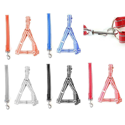 Step In Reflective Nylon Pet Dog Harness With Extra Attachable Lead 3498 (Large Letter Rate)