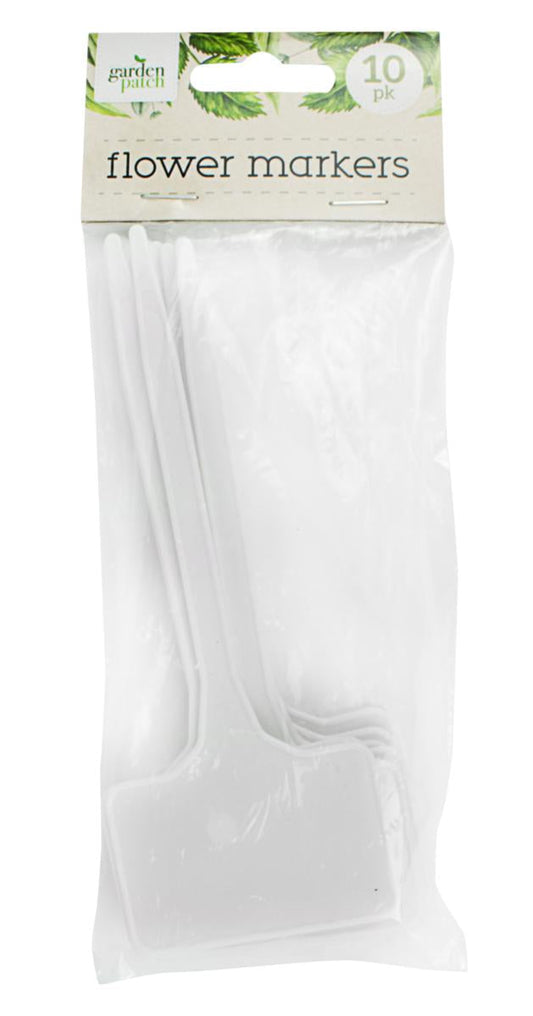 White Flower Garden Markers Potting Pack Of 10 320580 (Parcel Rate)