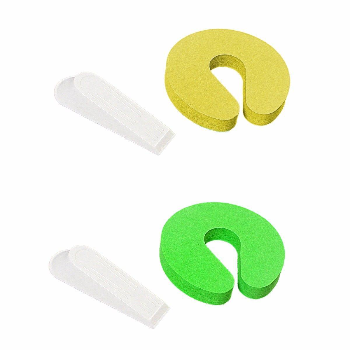 Pack Of 2 Door Block Furniture Door Stops Green Yellow And White 2167 (Large Letter Rate)
