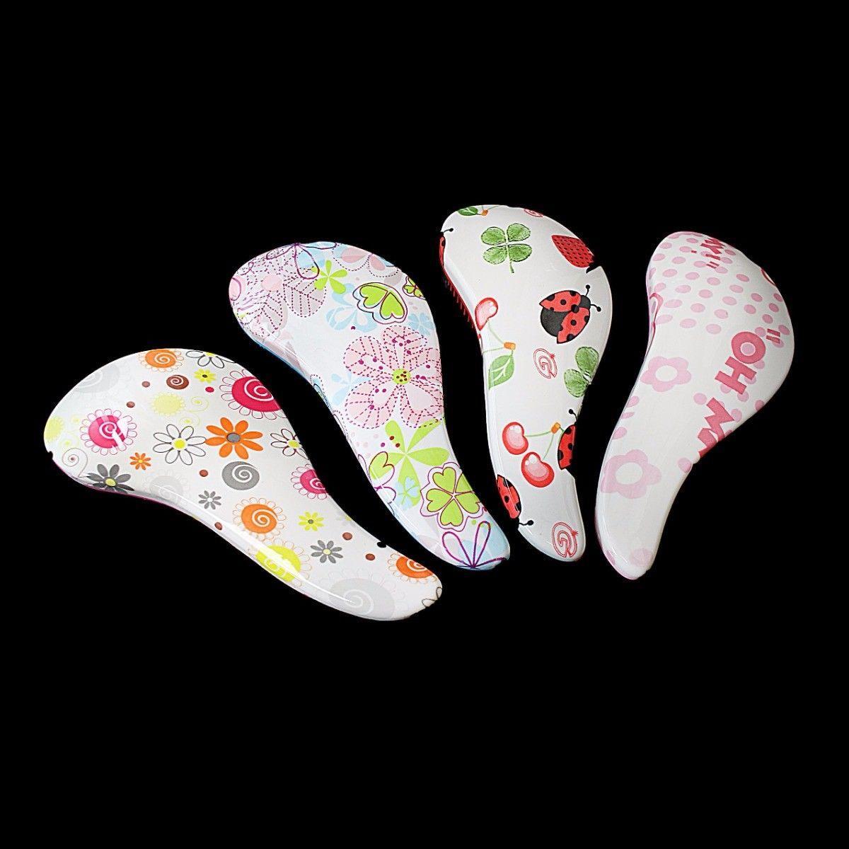Detangling Hair Brush Comb with Printed Design 18 cm Assorted Colours 4805 (Large Letter Rate)