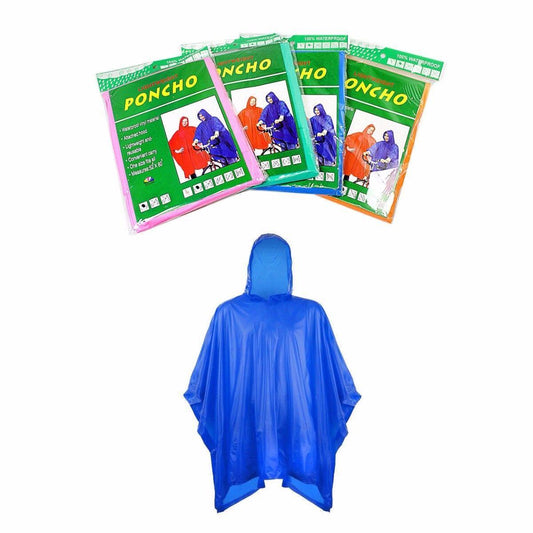 Assorted Colour Raincoat Lightweight PONCHO 100% Waterproof Raincoat 52'' x 80'' Outdoors 4838 (Large Letter Rate)