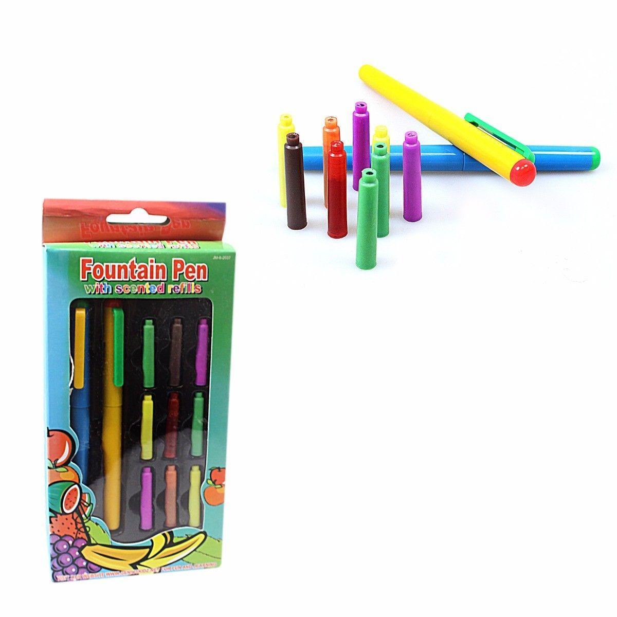 Children's Fountain Pen With 9 Scented Refills Included Assorted Colour   2037 (Large Letter Rate)