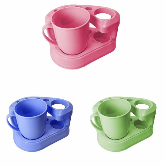 4 Rack Stand Alone Toothbrush, Toothpaste and Mug Holder, Hygienic Bathroom Rack 3909 (Parcel Rate)