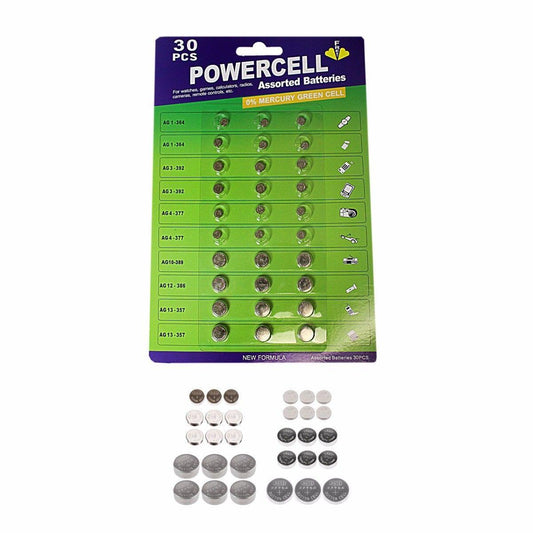 30 Pack Power Cell Assorted Batteries For Watches, Games, Calculators etc   Bat0007 (Large Letter Rate)
