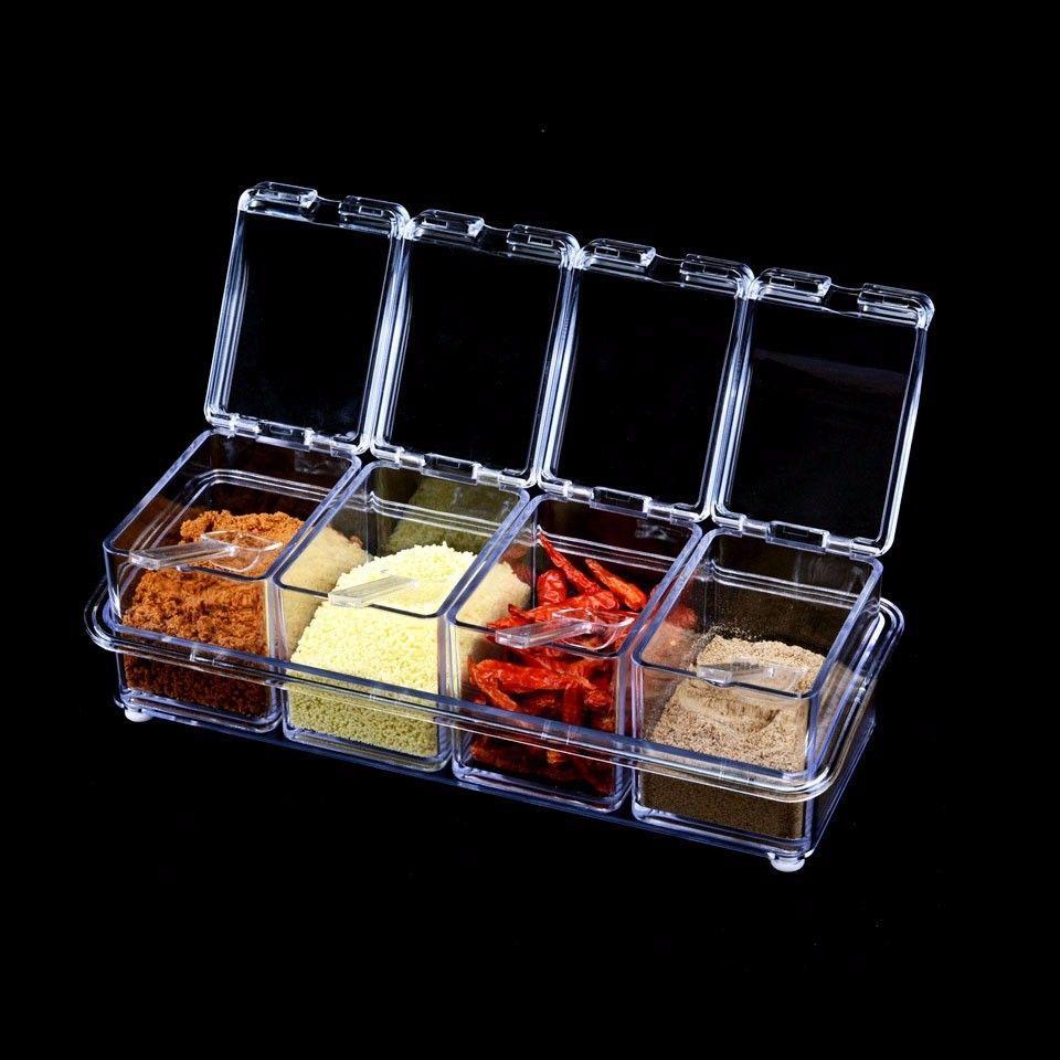 Crystal Clear Seasoning Box Acrylic Spice Rack Storage Container Condiment Jars 4477 (Parcel Rate)