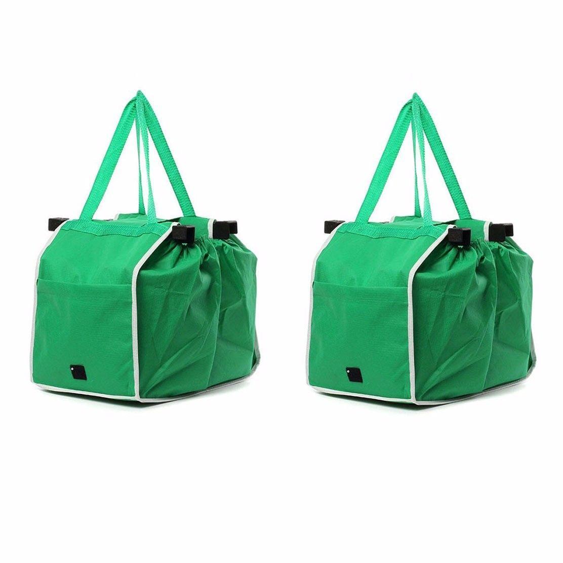 2x Supermarket Shopping Trolley Foldable Reusable Grocery Grab Clips Bag  3875 (Parcel Rate)