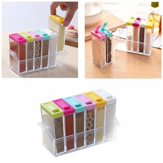 Set Of 6 Acrylic Seasoning Jars In Tray 4476 (Parcel Rate)