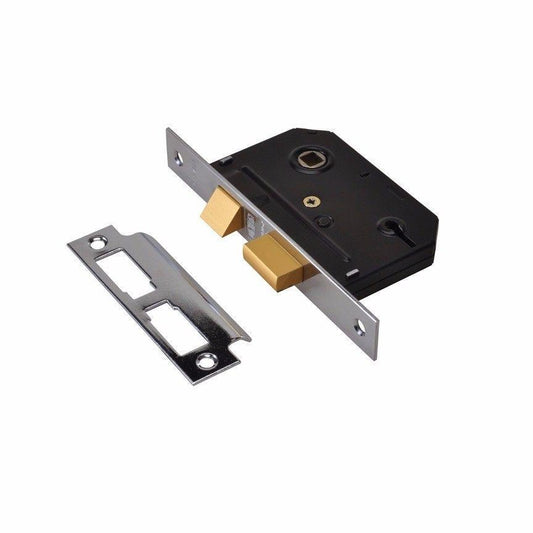 3 Lever Mortice Sash Lock Chrome 76mm Chrome Plated 0000 (Parcel Rate)