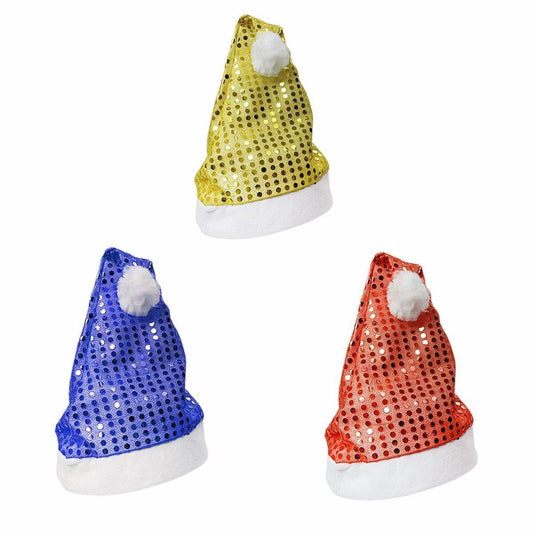 Christmas Novelty Happy Holidays Sequins Santa Hat In Assorted Colours   4630 (Large Letter Rate)