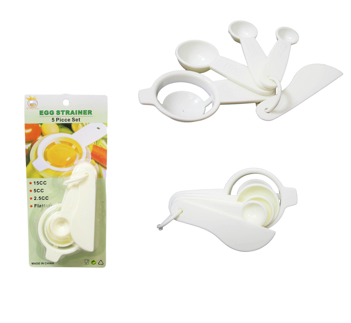 5 Piece Egg Strainer Tool With Cooking Spoons and Knife Perfect Baking Set 3623 (Parcel Rate)p