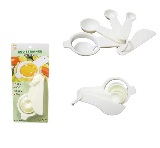 5 Piece Egg Strainer Tool With Cooking Spoons and Knife Perfect Baking Set 3623 (Parcel Rate)p