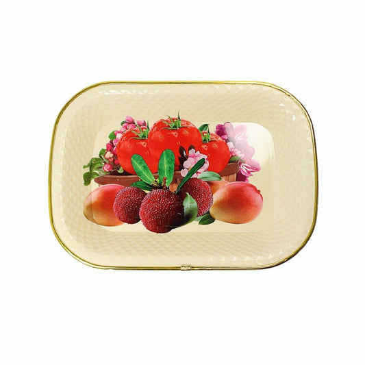 Rectangle Plastic Kitchen Plate Rattan Style Floral Print 35cm x 24cm  4888 (Parcel Rate)