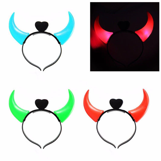 Devil Horn Light Up Headband Flashing Costume Dress Up Halloween 4136 (Large Letter Rate)