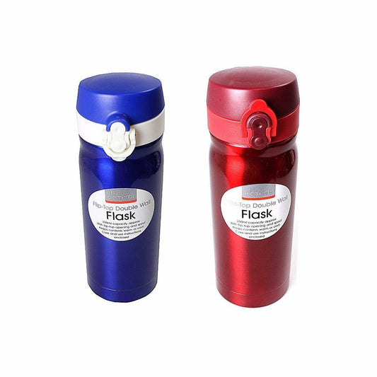 350ML Stainless Steel Flip Top Double Wall Flask In Red and Blue 1454 (Parcel Rate)
