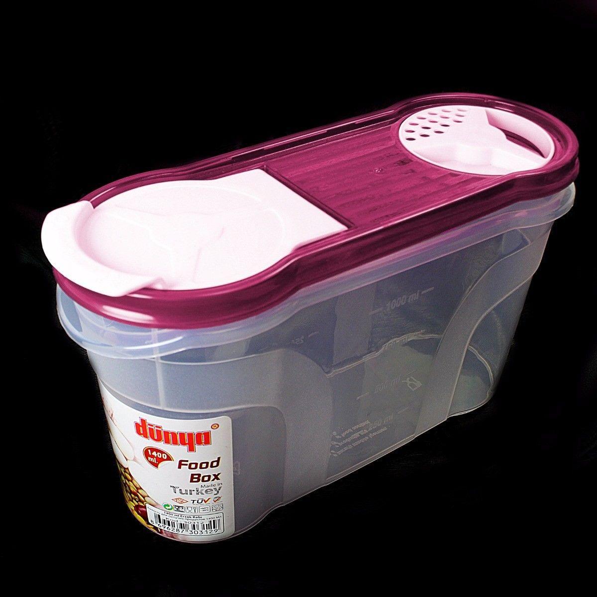Cereal Dispenser Store Storage Box Kitchen Lid Foods Rice Pasta Container 1400ml (Parcel Rate)