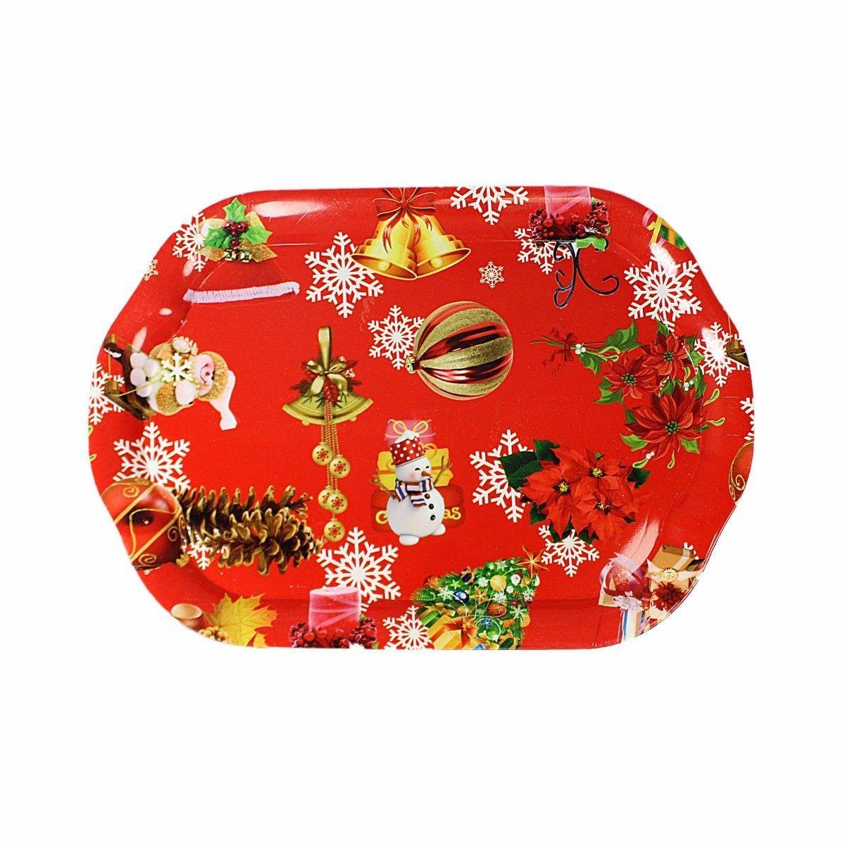 Novelty Christmas Printed Plastic Tray 36cm x 25cm  4781 (Parcel Rate)