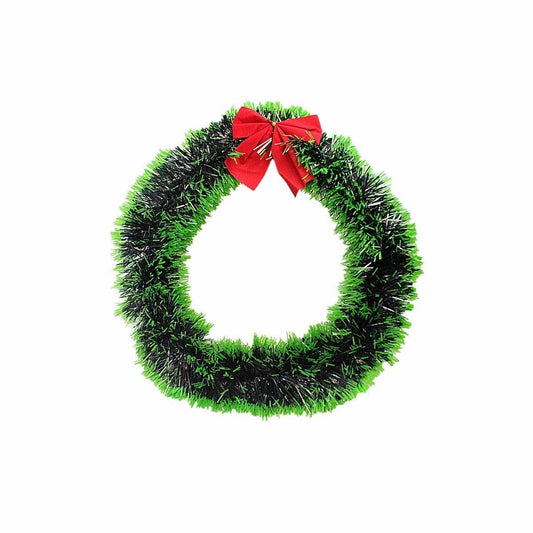 Novelty Christmas Tree Tinsel Door Hanging Garland With Ribbon 25cm 4451 (Parcel Rate)