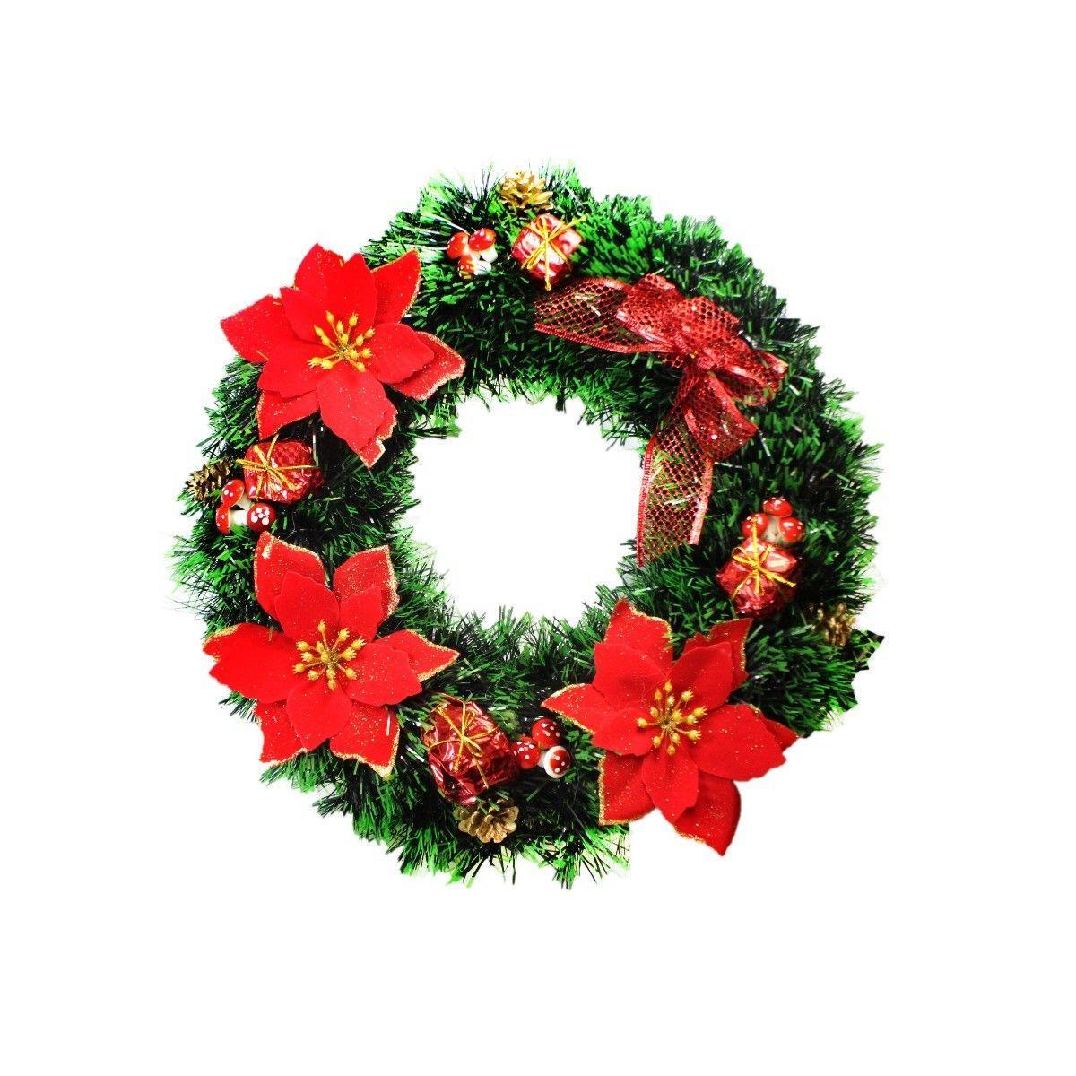 Novelty Christmas Tree Garland Decor With Rich Red Floral & Acorn Design 4452 (Parcel Rate)
