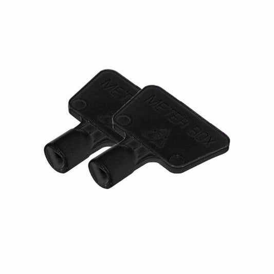 2 x Utility Service Meter Box Black Triangular Keys, For Water, Electricity, Gas 5947 (Large Letter Rate)