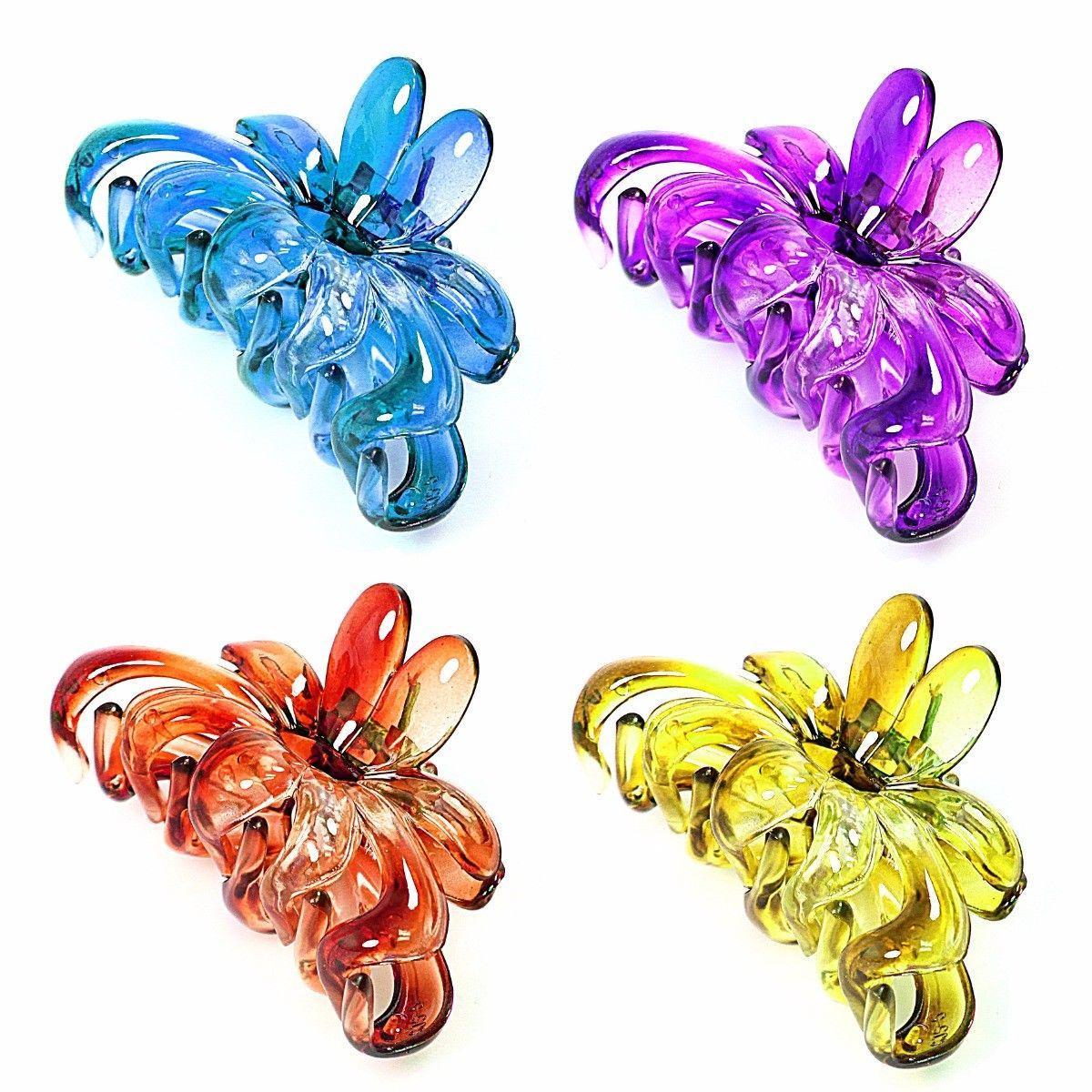 Hairstyling Long Floral Design Hair Clip/Claw With Teeth Grip Hair, Approx 12cm   2315 (Large Letter Rate)