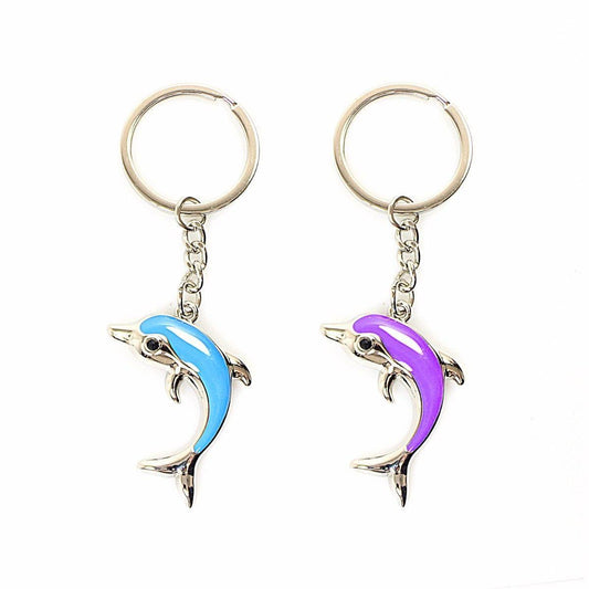Metal Dolphin Shaped Keyring Style Keychain Blue Purple 2520 (Large Letter Rate)