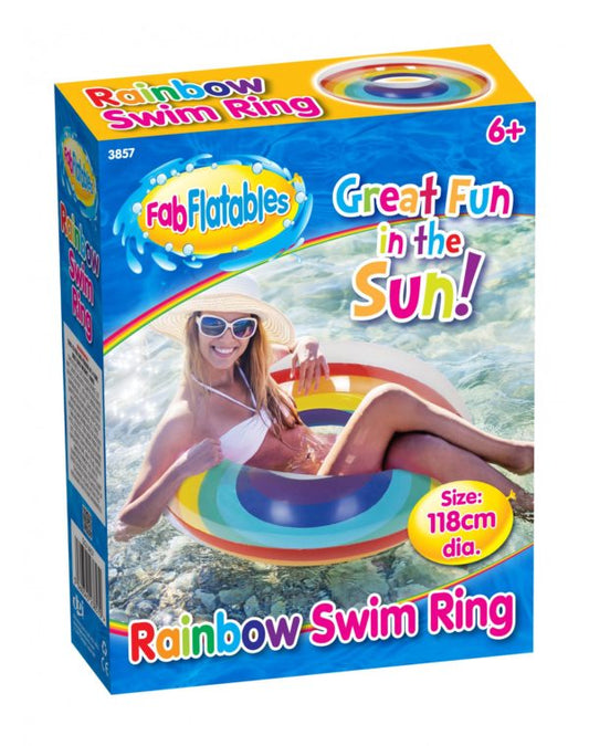 Inflatable Rainbow Swim Ring 118cm Diameter  3857 (Parcel Rate)