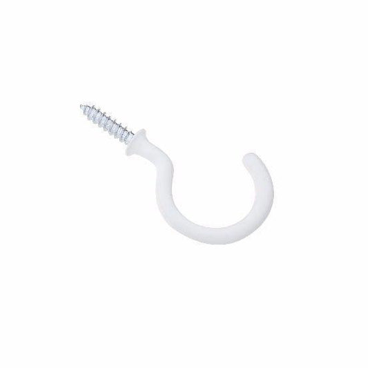 White 1'' Cup Hooks P.V.C Pack Of 8 Home Diy  0317 (Large Letter Rate)