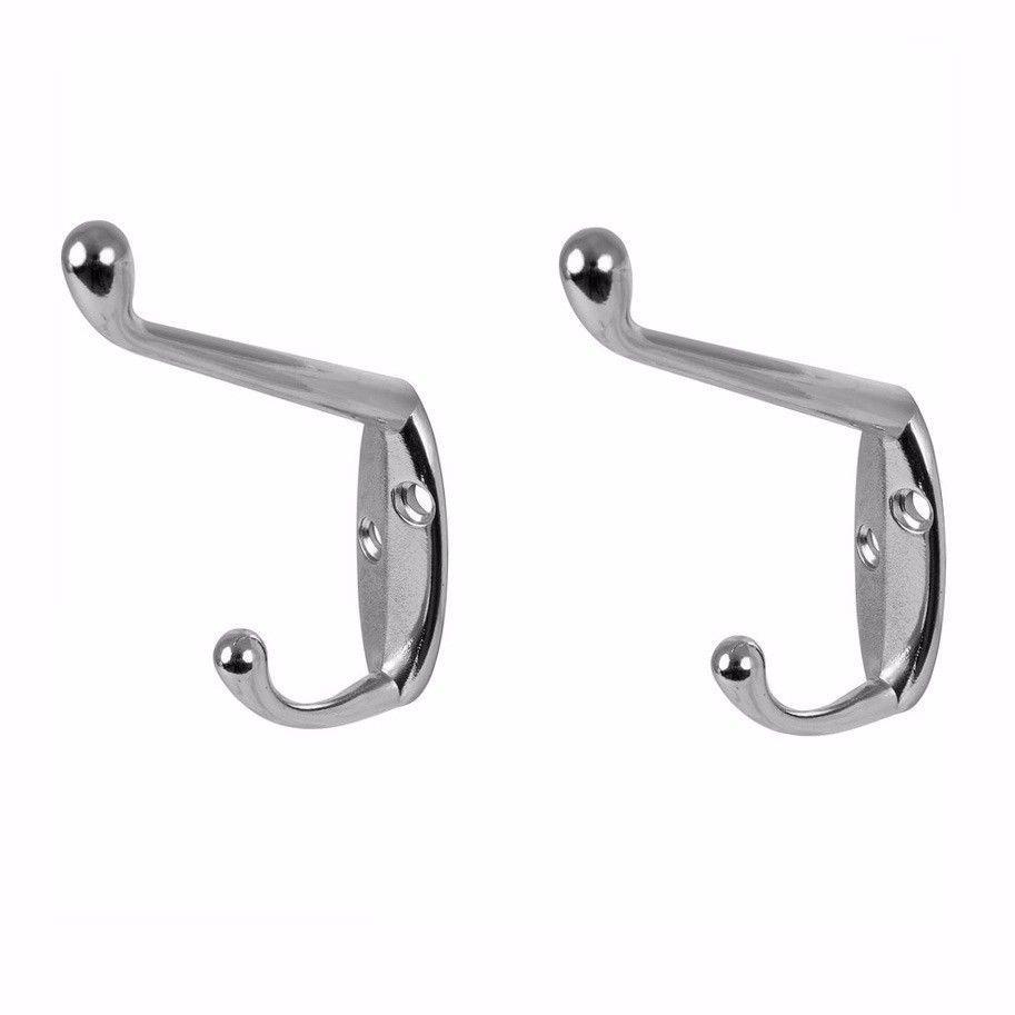 Hat And Coat Hooks Chromed With Screws Pack Of 2 Diy Home 0223 (Large Letter Rate)