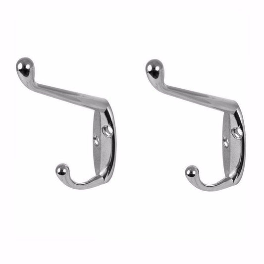 Hat And Coat Hooks Chromed With Screws Pack Of 2 Diy Home 0223 (Large Letter Rate)