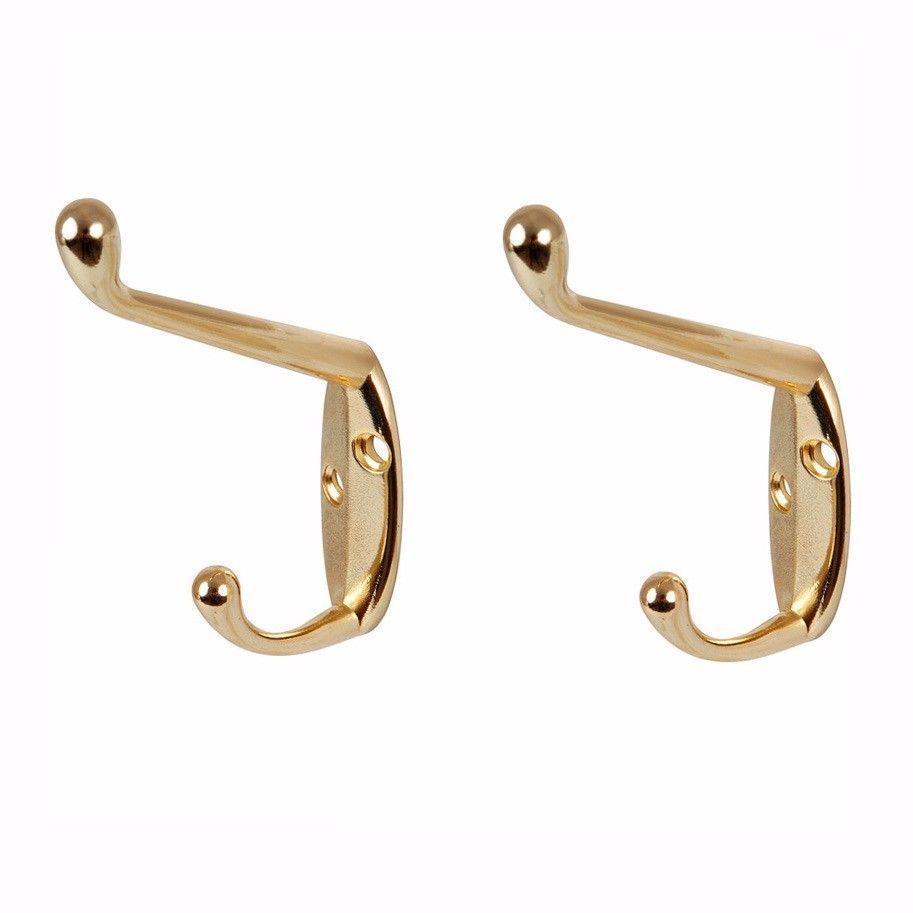 Value Pack Hat and Coat Hooks Brassed With Screws Pack of 2  0224 (Large Letter Rate)