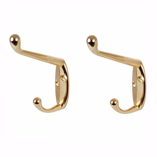 Value Pack Hat and Coat Hooks Brassed With Screws Pack of 2  0224 (Large Letter Rate)