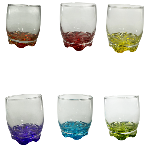 Set Of 6 Coloured Base Glasses DAMLA DAM290 (Parcel Rate)