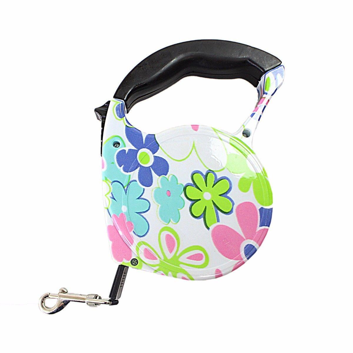 Quality Designer Windup Retractable Dog Lead With Comfort Grip 16.5 cm / 5 m 0053 (Parcel Rate)
