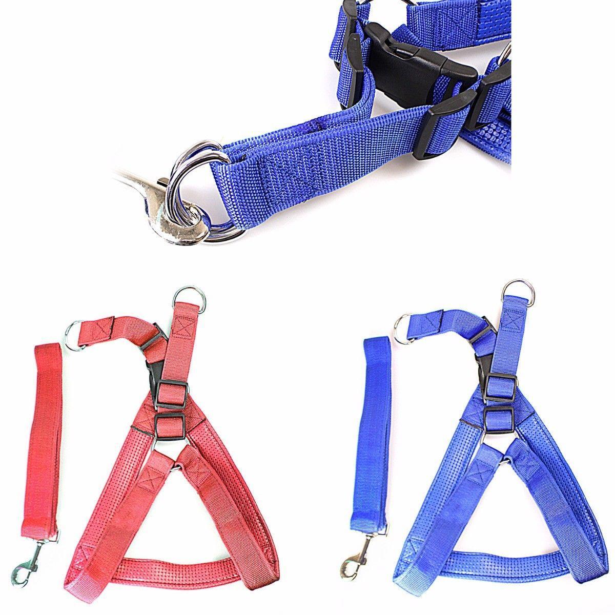 Heavy Duty Dog Harness Big Nylon Belt With Harness Attached In Blue And Red Pet 0056 (Large Letter Rate)
